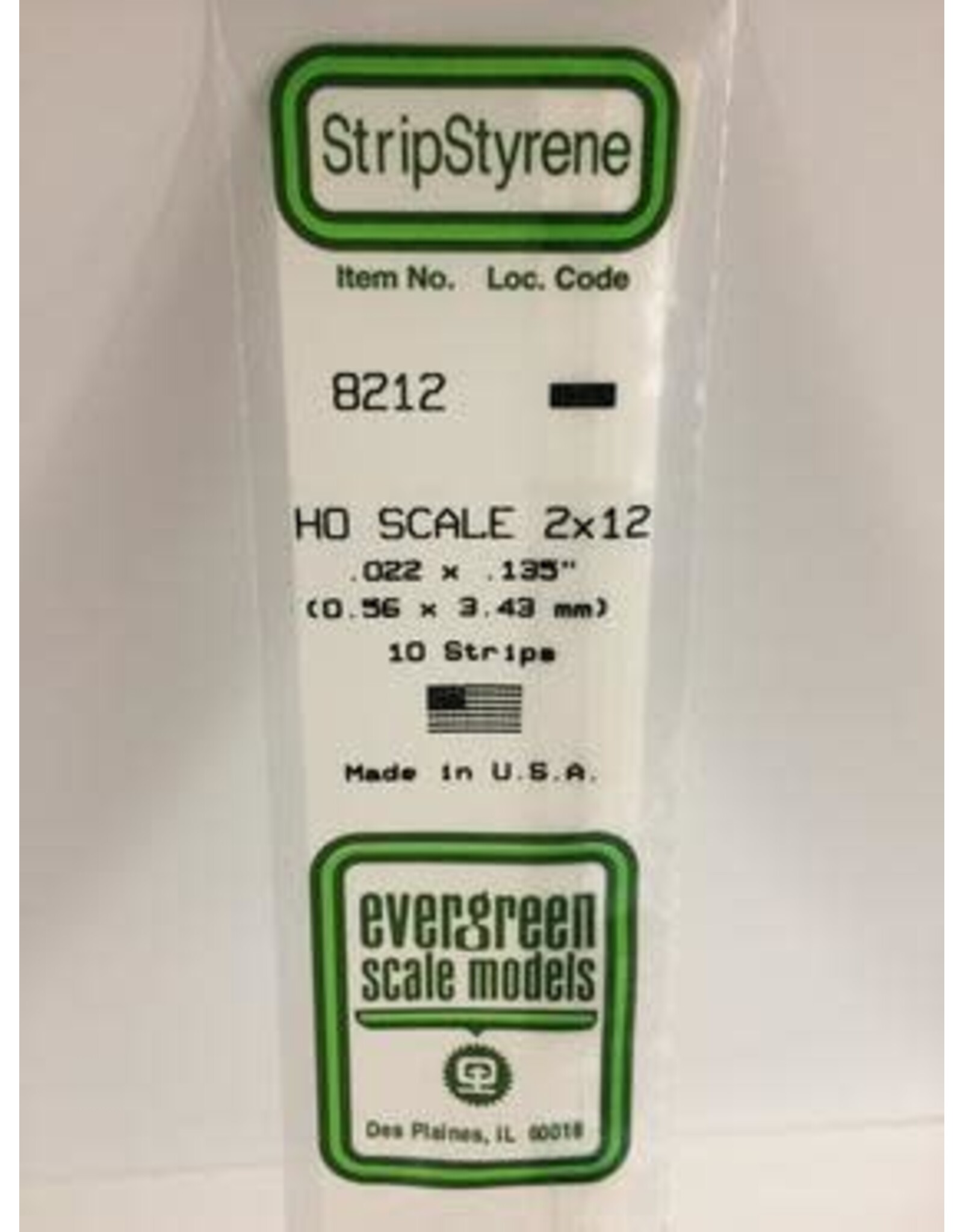 Evergreen HO STRIPS-2"X12"(10/PK)