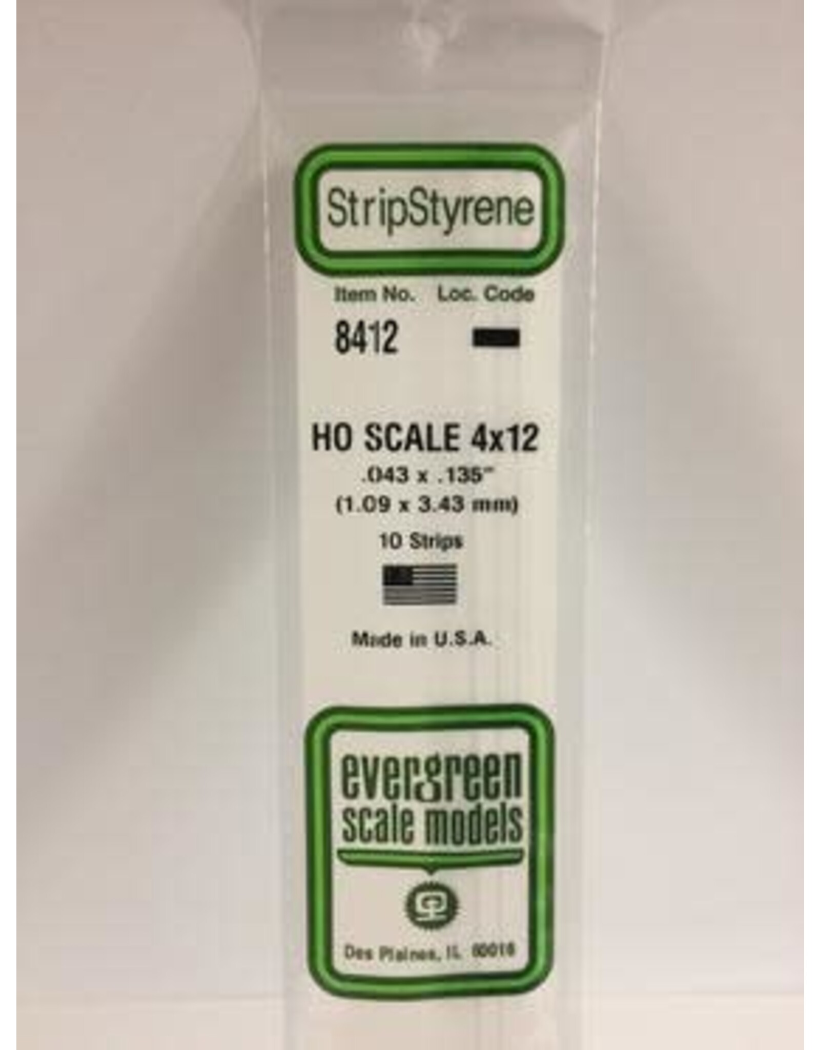 Evergreen HO STRIPS-4"X12"(10/PK)