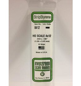 Evergreen HO STRIPS-4"X12"(10/PK)