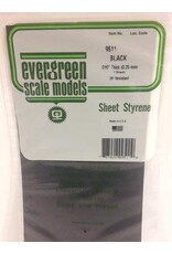 Evergreen 6X12" BLACK SHEET.25MM (4PCS)