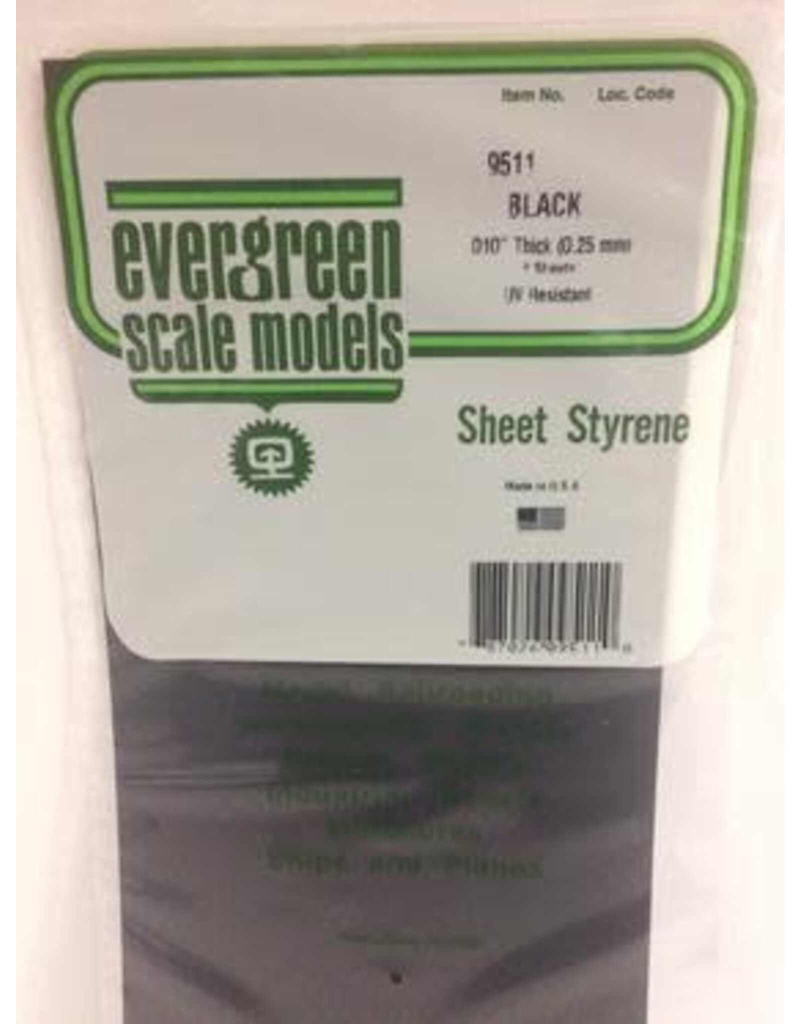 Evergreen 6X12" BLACK SHEET.25MM (4PCS)