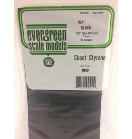 Evergreen 6X12" BLACK SHEET.25MM (4PCS)