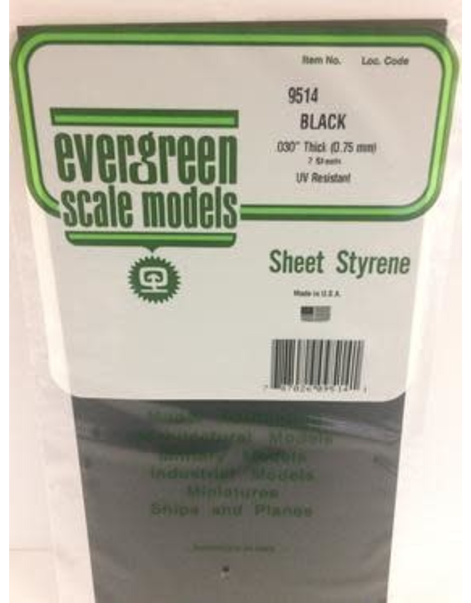Evergreen 6X12" BLACK SHEET.75MM (2PCS)