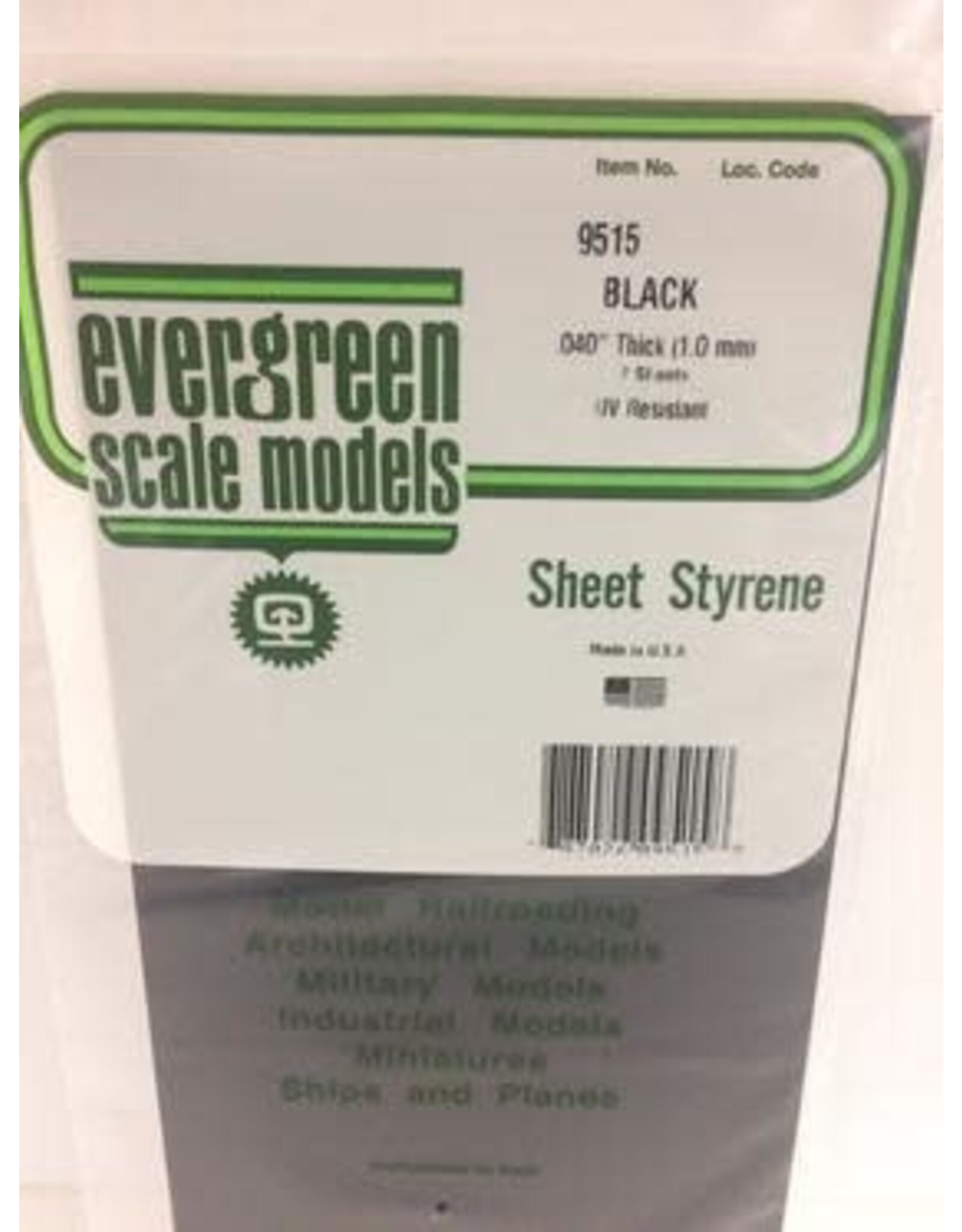 Evergreen 6X12" BLACK SHEET1.0MM (2PCS)