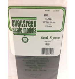 Evergreen 6X12" BLACK SHEET1.0MM (2PCS)