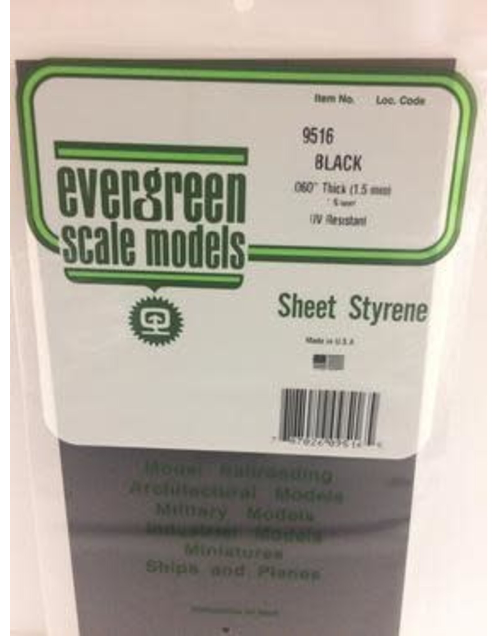 Evergreen 6X12" BLACK SHEET1.5MM (1PC)