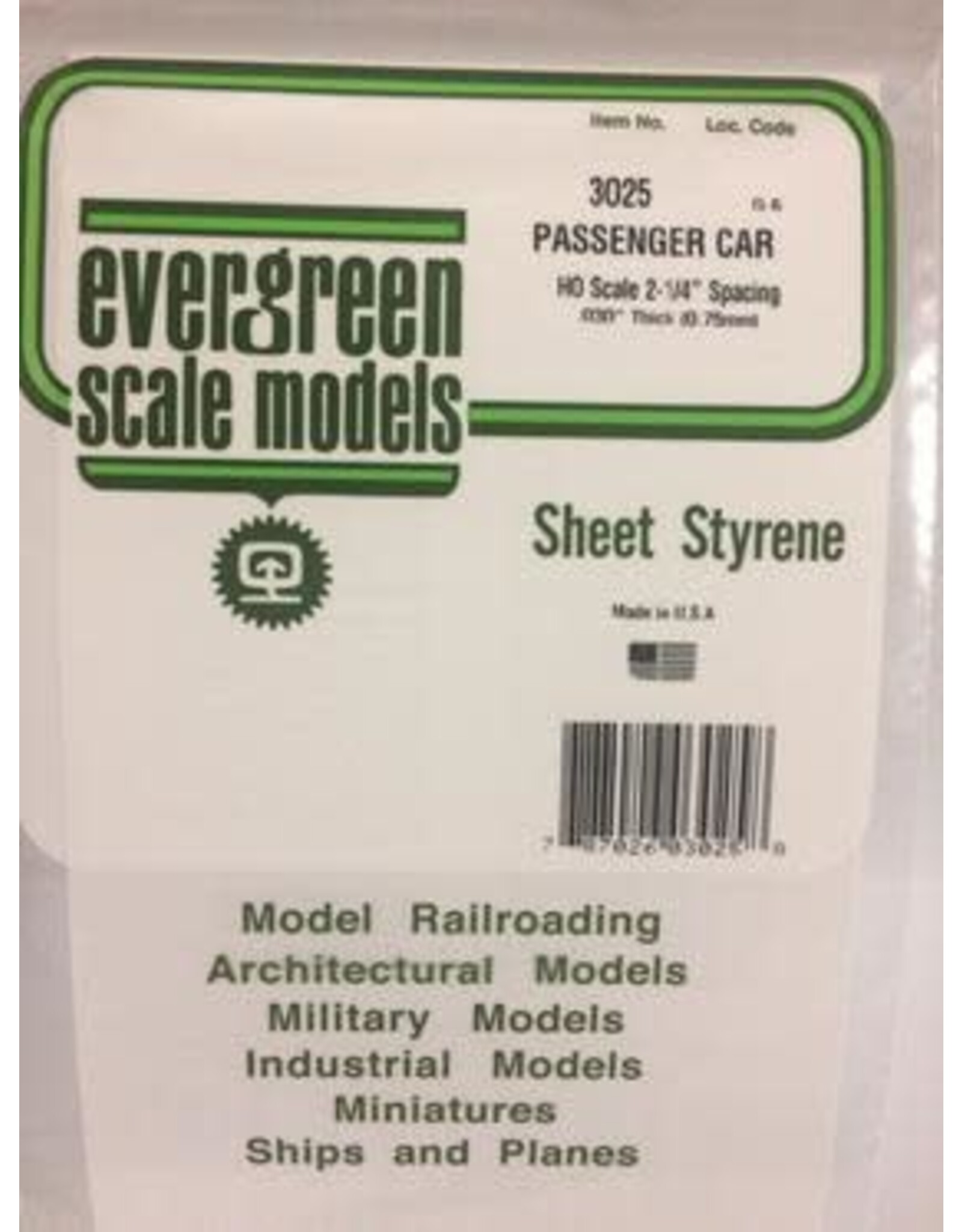 Evergreen PASSENGER CARSIDING-"HO" SCALE