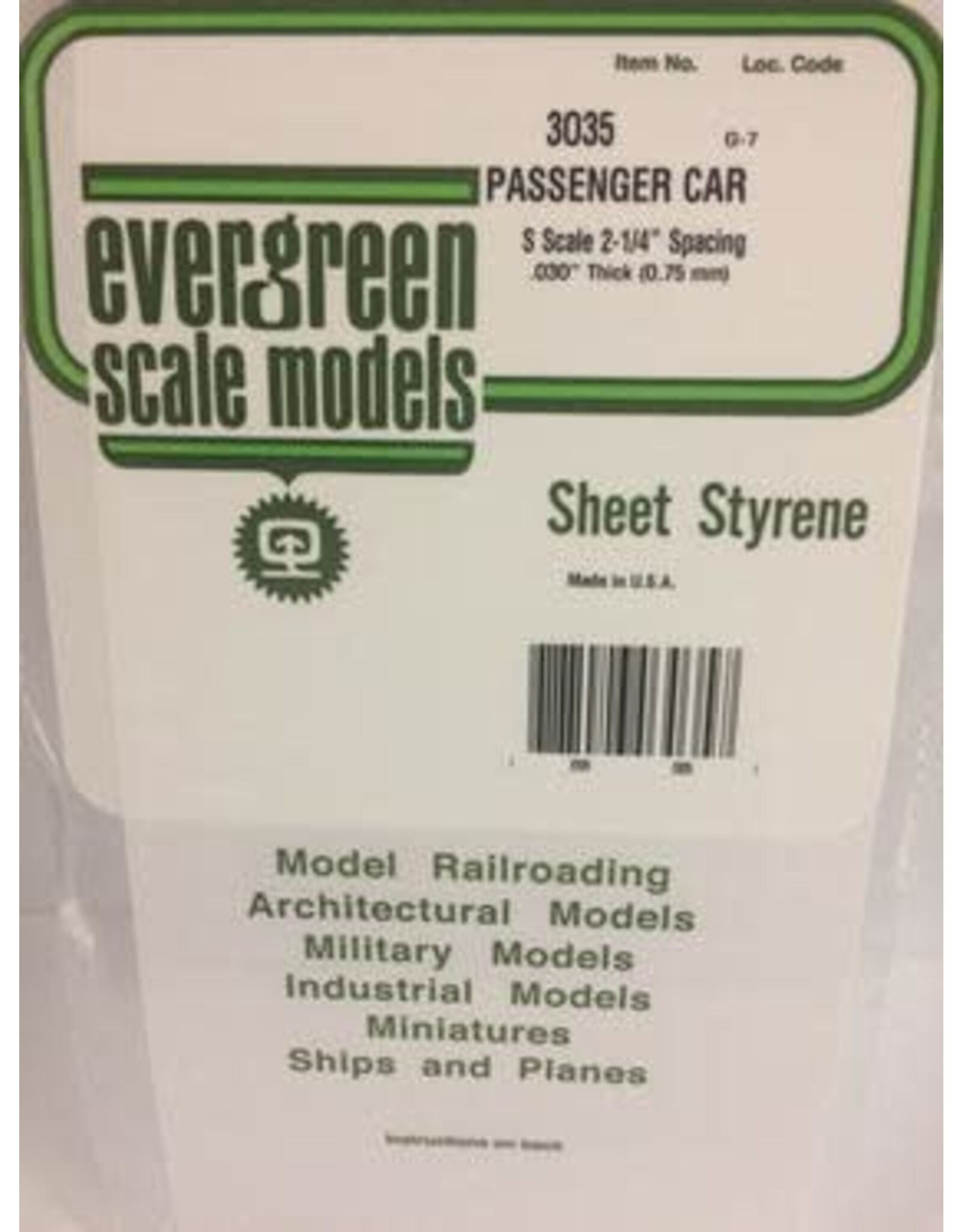Evergreen PASSENGER CARSIDING-"S" SCALE