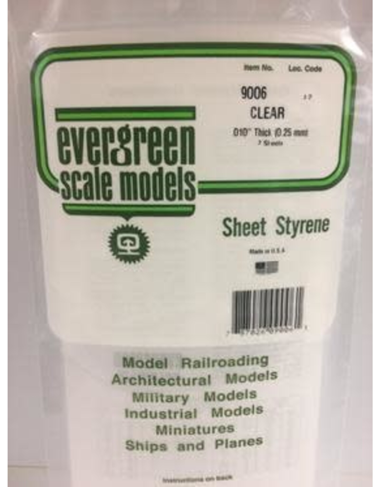 Evergreen 6X12 CLEAR SHEET-.010" (2/PK)