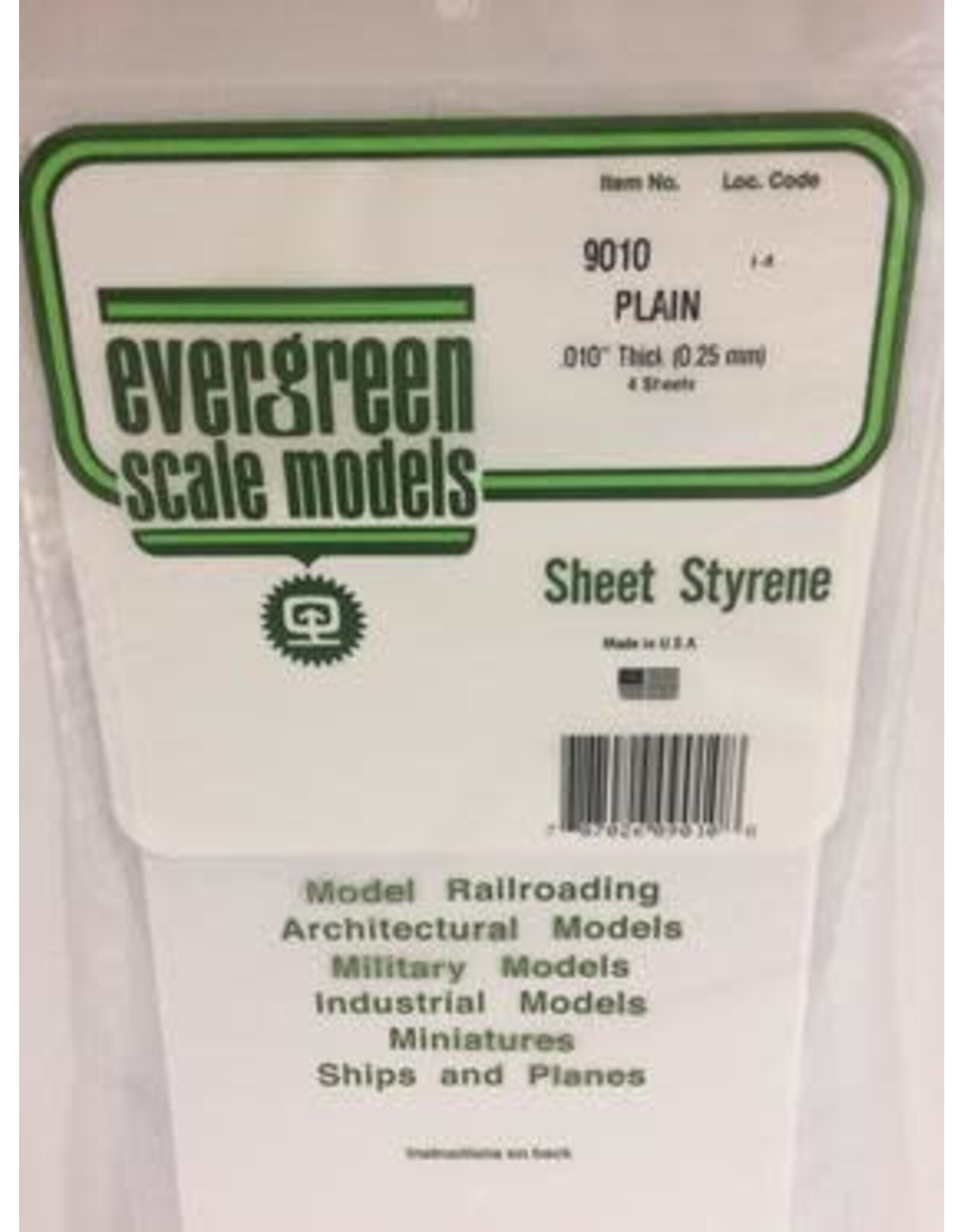 Evergreen 6X12 PLAIN SHEET-.010" (4/PK)