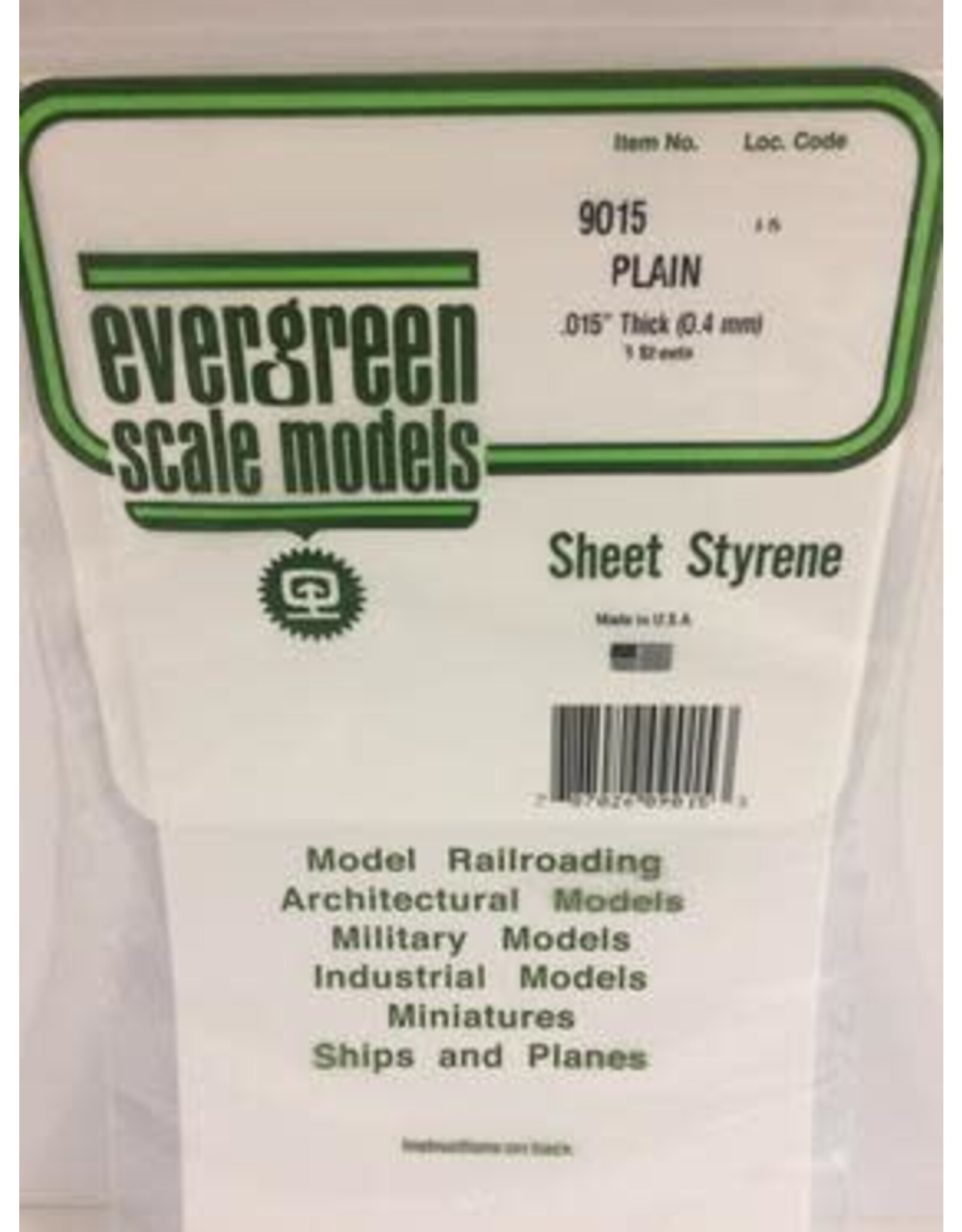 Evergreen 6X12 PLAIN SHEET-.015" (3/PK)