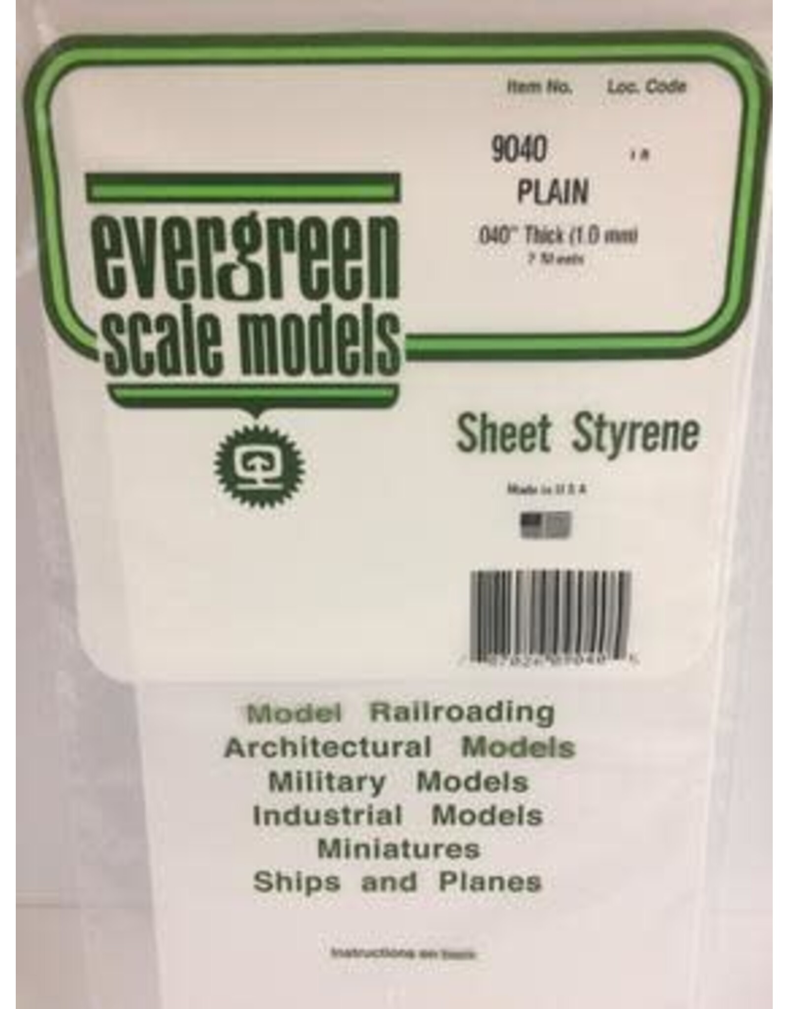 Evergreen 6X12 PLAIN SHEET-.040" (2/PK)