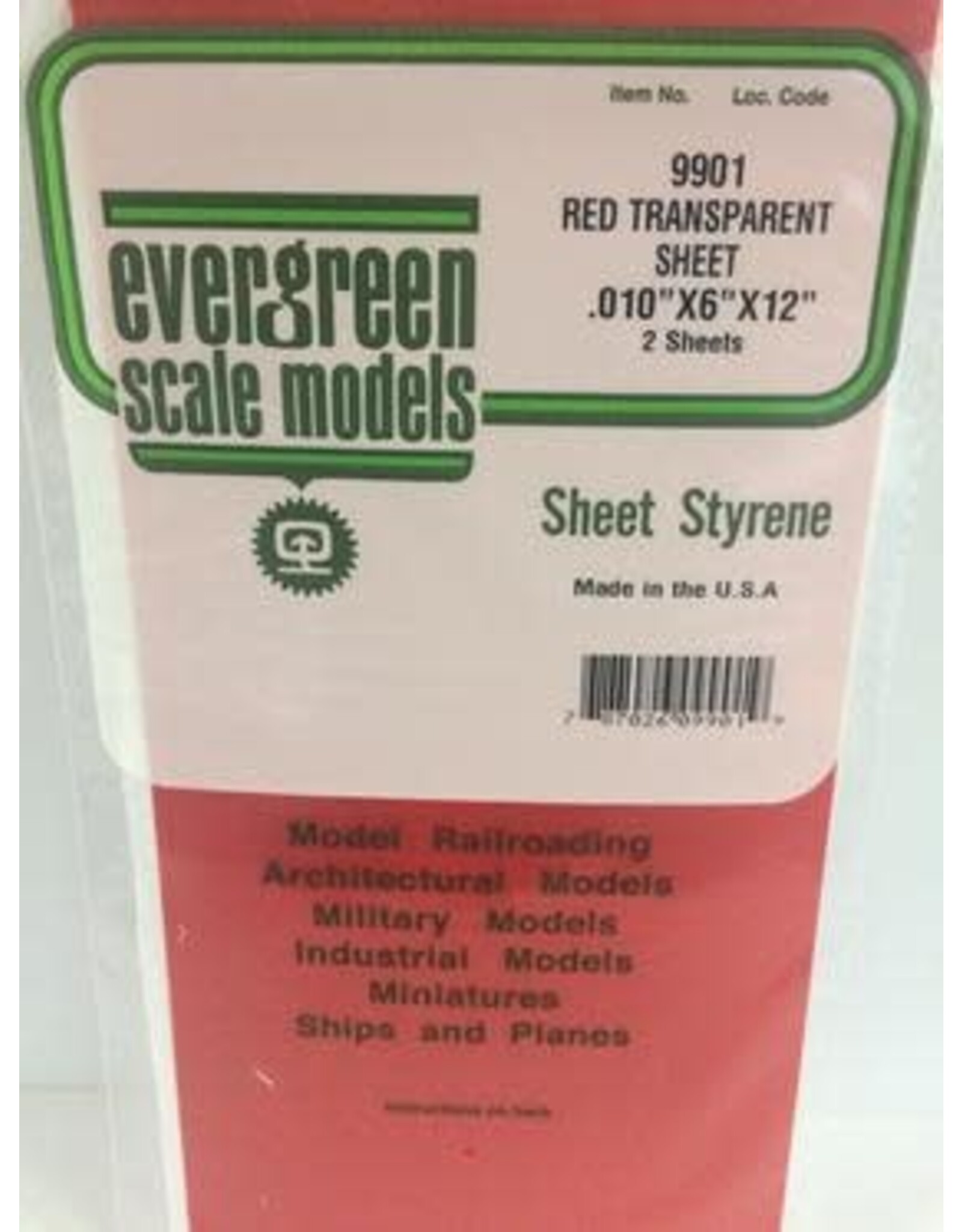 Evergreen .010x6x12"RED TRANSPARENT SHEETS 2