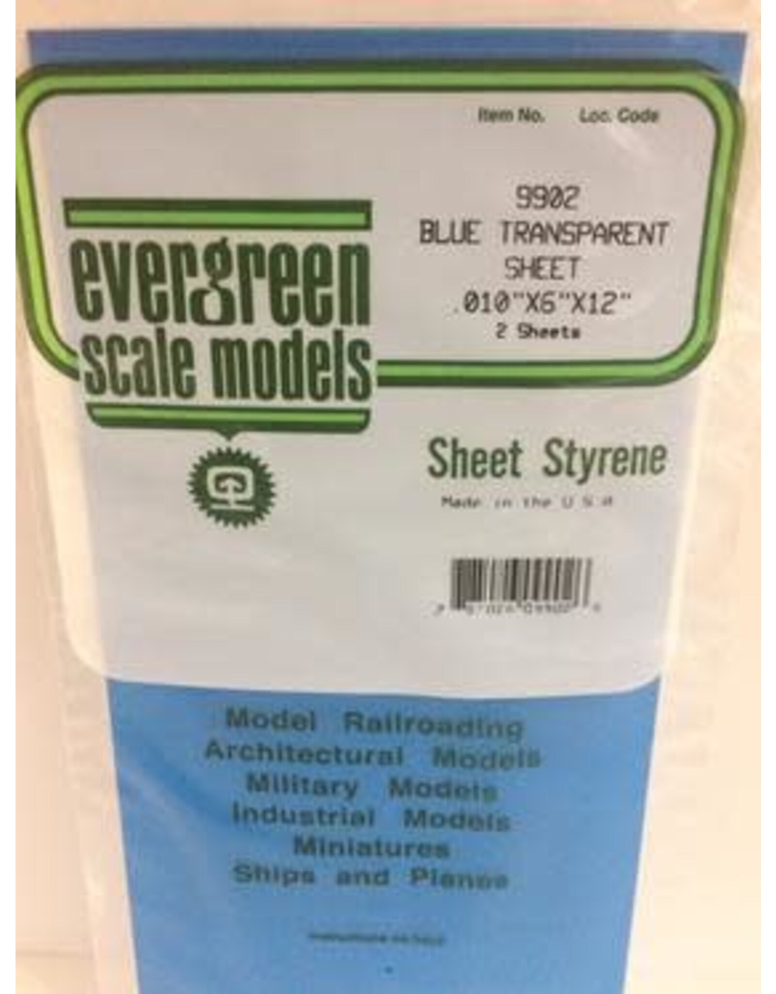 Evergreen .010x6x12"BLUE TRANSPARENT SHEETS 2