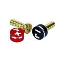 1UP Racing LowPro Bullet Plugs & Grips, 4mm, Black/Red