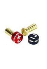 1UP Racing LowPro Bullet Plugs & Grips, 5mm, Black/Red