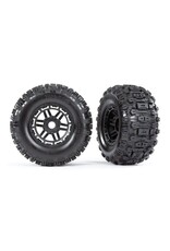 Traxxas Sledgehammer Tires & wheels, glued (black wheels)