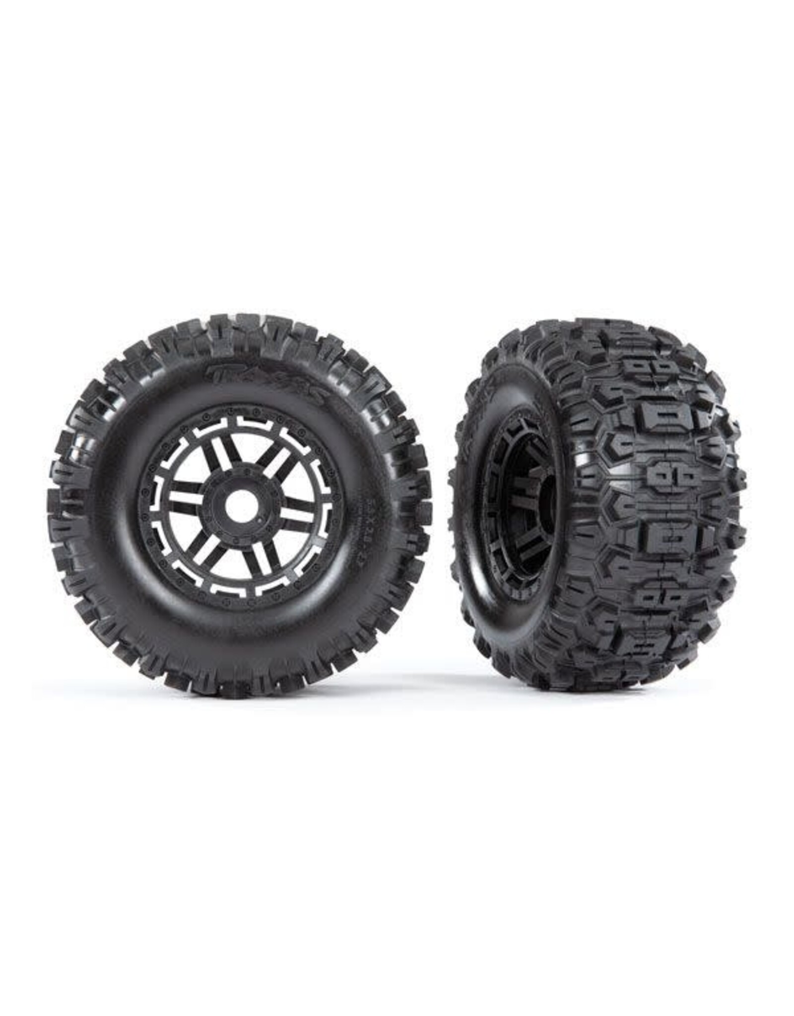 Traxxas Sledgehammer Tires & wheels, glued (black wheels)