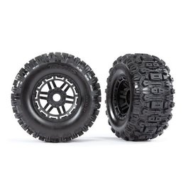 Traxxas Sledgehammer Tires & wheels, glued (black wheels)