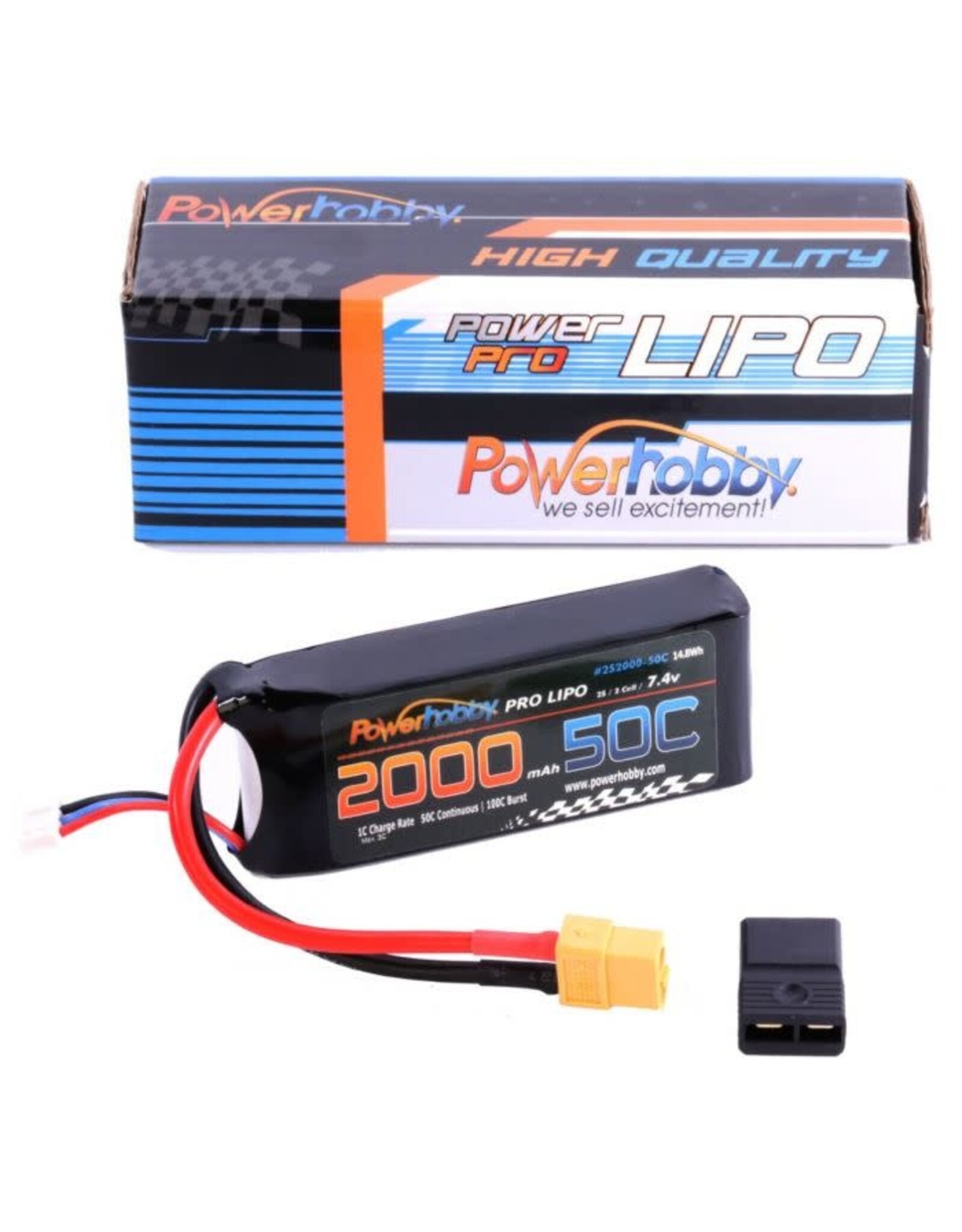 Power Hobby 7.4v 2000mAh 50C LiPo Battery w/ XT60 + Trx
