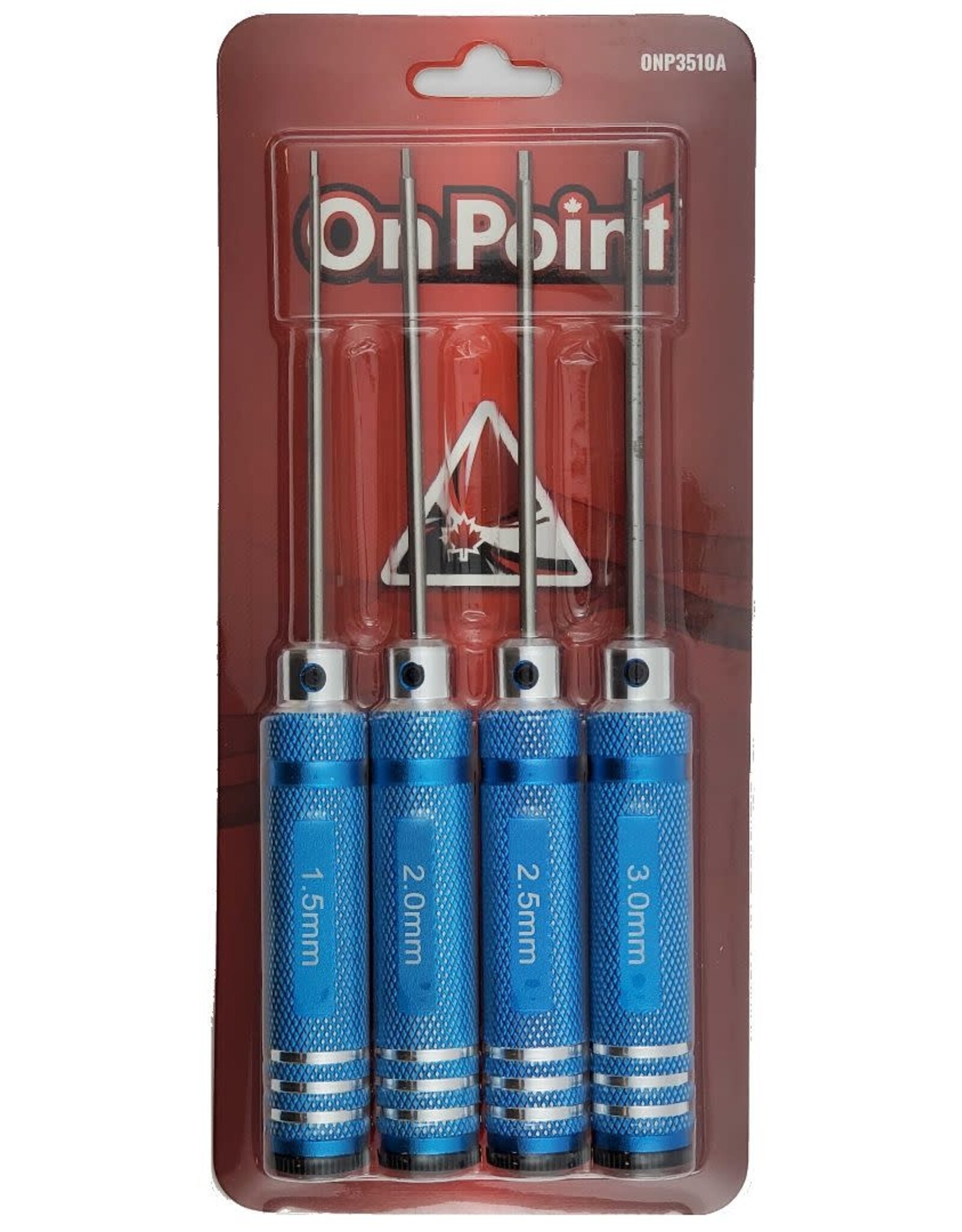 On Point Hex Screwdrivers (4) 1.5/2.0/2.5/3.0mm - blue