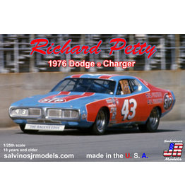 Salvinos JR 1/24 Richard Petty 1976 Dodge Charger Plastic Model Car Kit w/Vinyl Wrap Decals