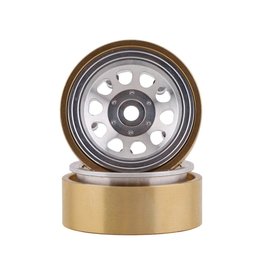 SSD-RC SCX24 1.0” Aluminum / Brass D Hole Beadlock Wheels (Silver) (2)