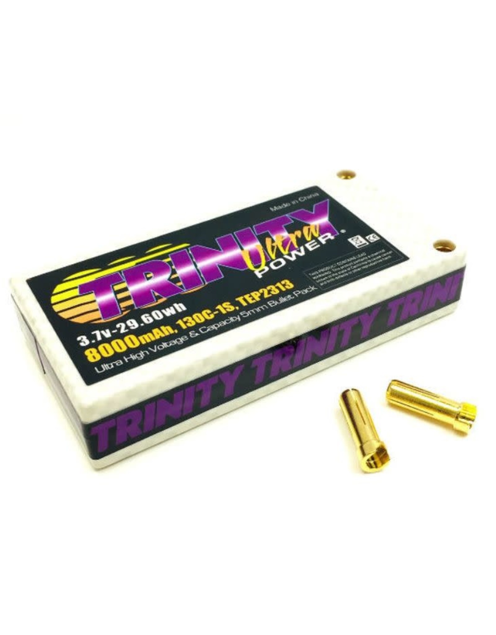 Trinity 1S 3.7v 8000mah 130C Ultra Power Lipo Pack Battery, w/ 5MM Bullets
