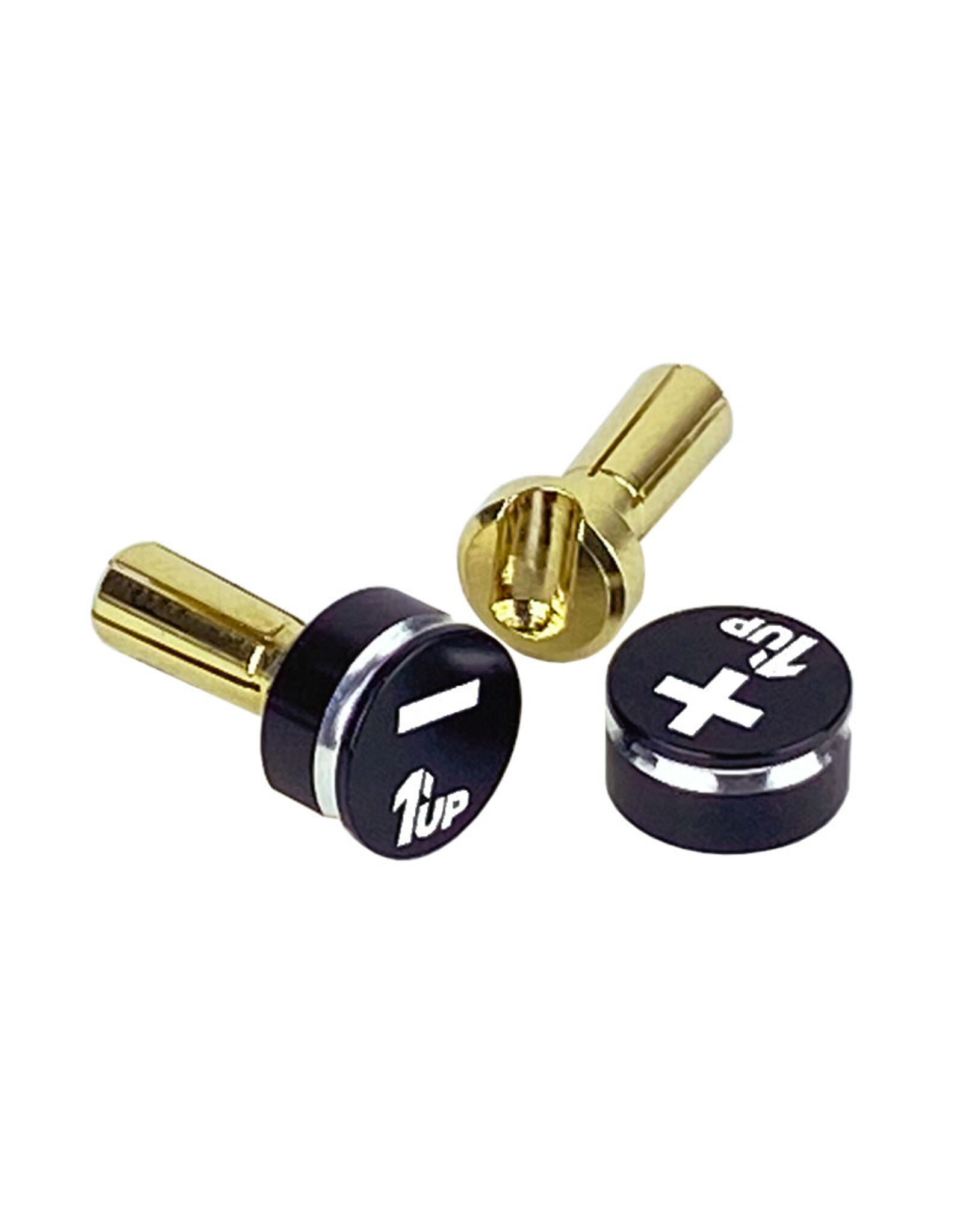 1UP Racing LowPro Bullet Plugs & Grips, 4mm, Black/Black