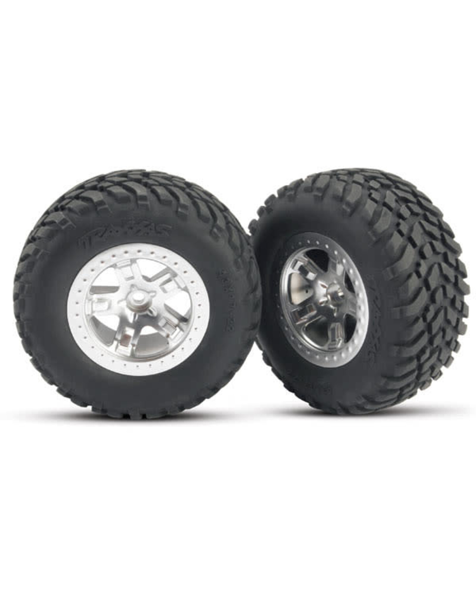 Traxxas Tires & wheels, assembled, glued (SCT satin chrome)