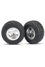 Traxxas Tire & Wheels, Assembled, Glued.(SCT Satin Chrome)