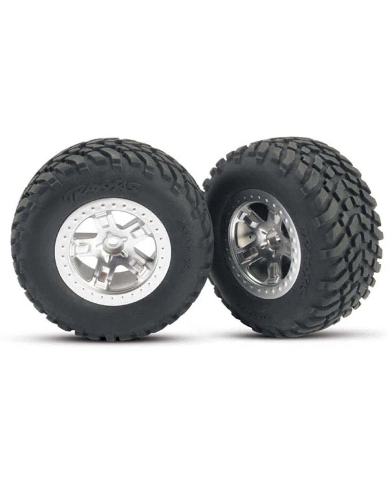 Traxxas Tire & Wheels, Assembled, Glued.(SCT Satin Chrome)