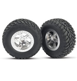 Traxxas Tire & Wheels, Assembled, Glued (SCT Satin Chrome)