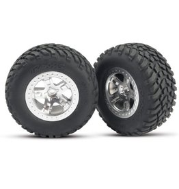 Traxxas Tire & Wheels, Assembled, Glued.(SCT Satin Chrome)