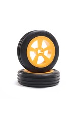 Losi Rib Front Tire, Mount, Orange (2): Mini JRX2