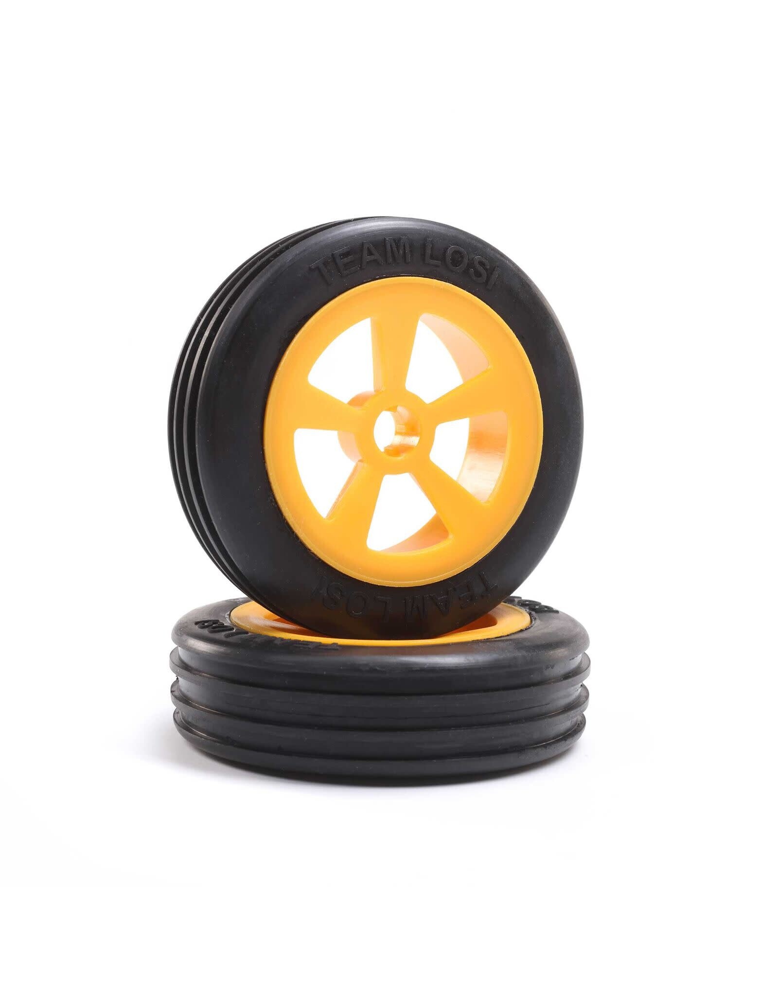 Losi Rib Front Tire, Mount, Orange (2): Mini JRX2