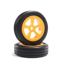 Losi Rib Front Tire, Mount, Orange (2): Mini JRX2