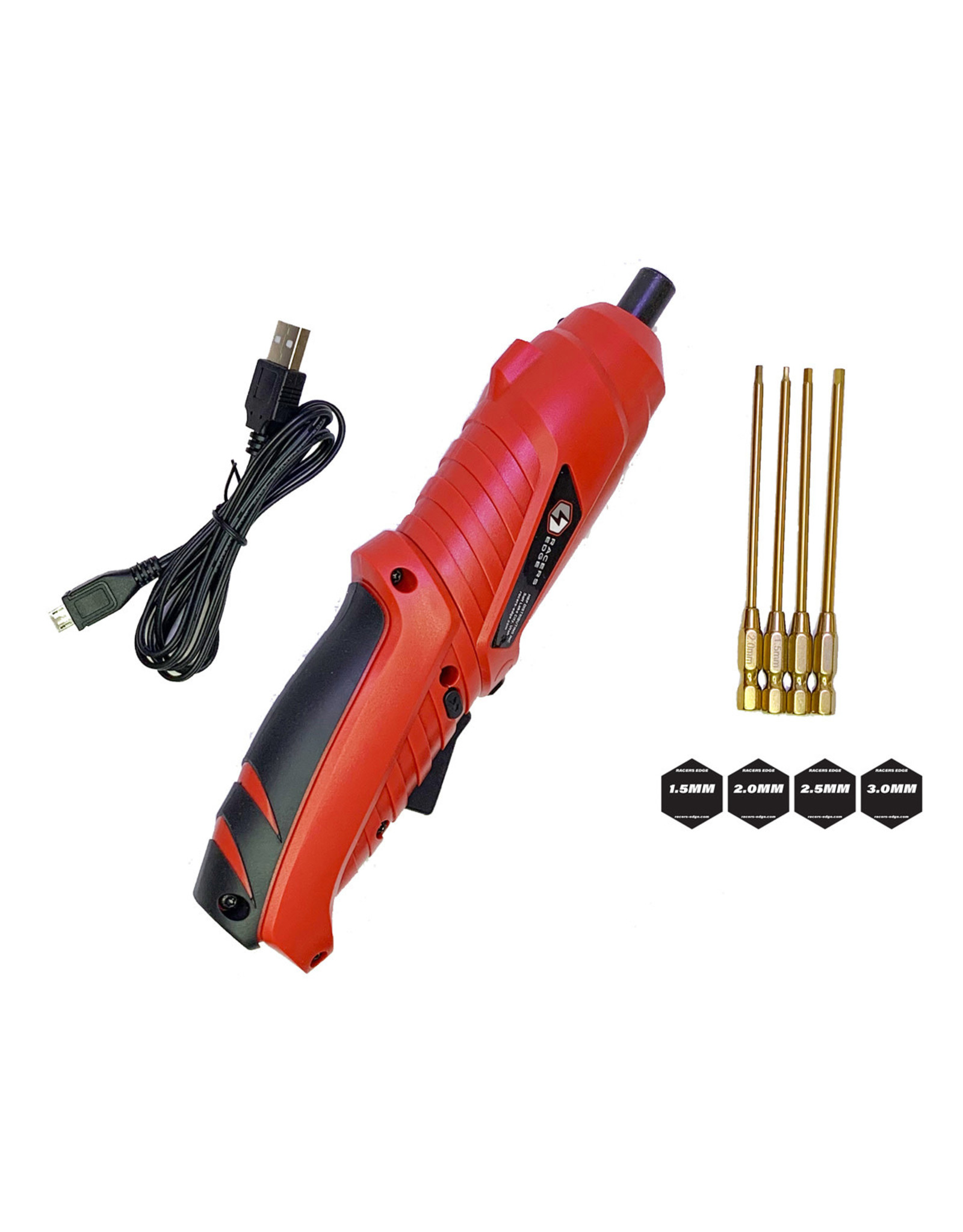 Racers Edge Electric Mini Screwdriver w/4 Piece Metric Hex Bit Set