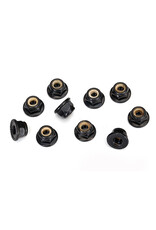 Traxxas Nuts, 4mm flanged nylon locking, serrated (black) (10)