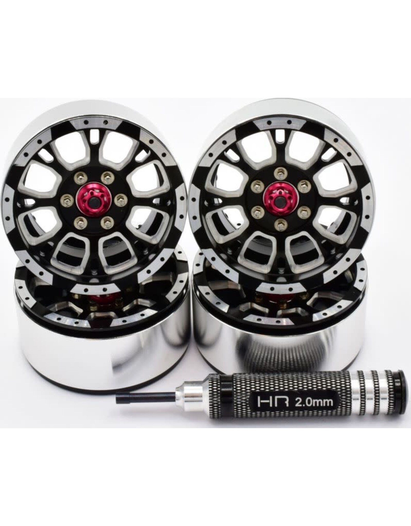 Hot Racing Aluminum Billet 1.9 Beadlock Wheels, (C-Style) (4)