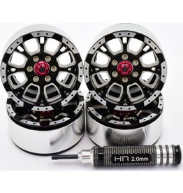 Hot Racing Aluminum Billet 1.9 Beadlock Wheels, (C-Style) (4)
