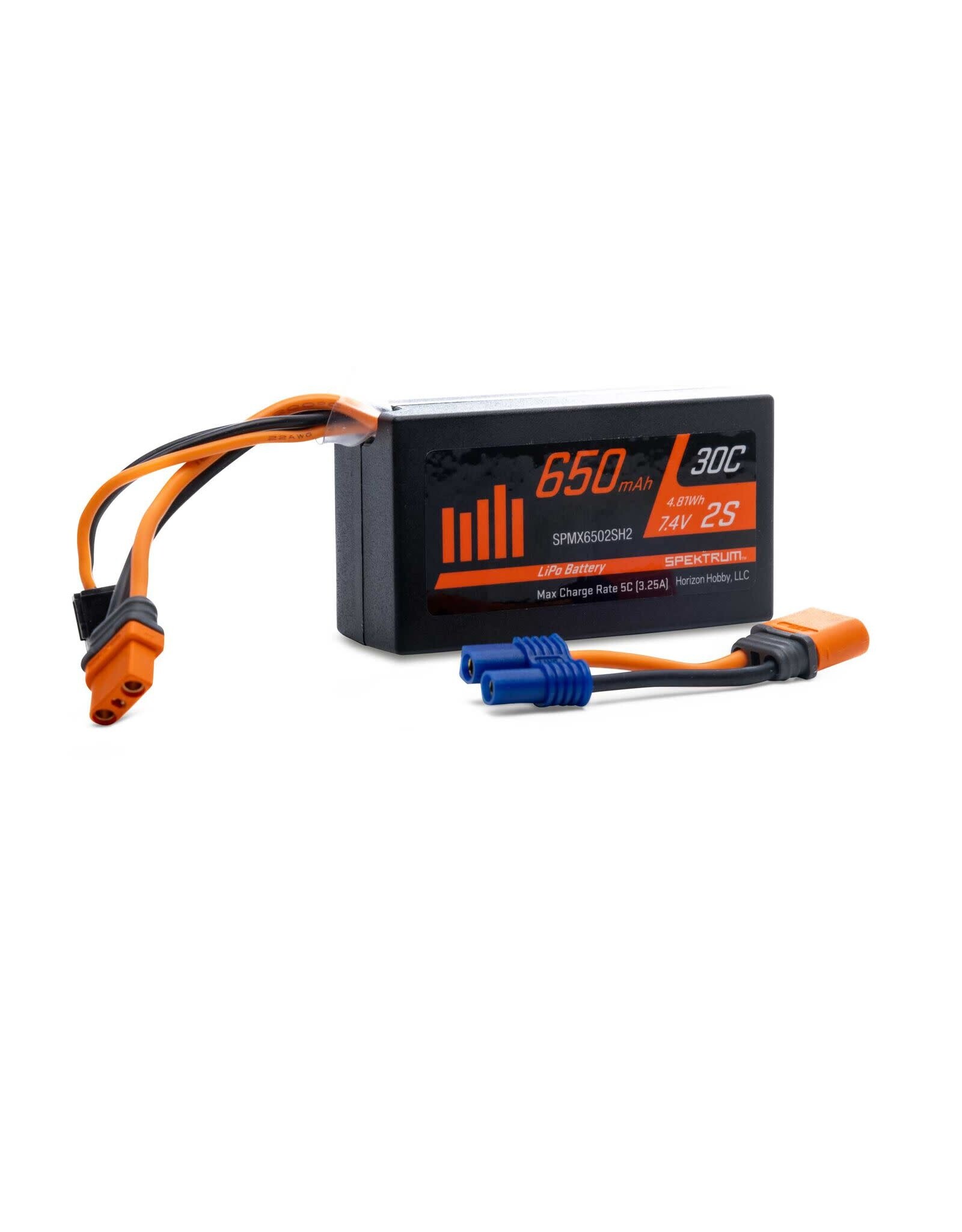 Spektrum 650mAh 2S 7.4V 30C Mini LiPo; IC2