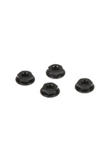 Team Losi Racing M4 Aluminum Serrated Nuts, Low Profile, Black (4)