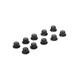 Team Losi Racing M3 Flanged Aluminum Lock Nuts, Black (10)