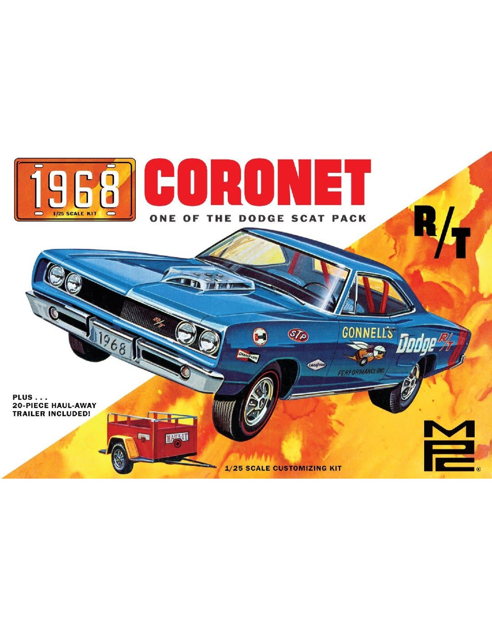 MPC 1/25 1968 Dodge Coronet Hardtop w/ Trailer Model Kit