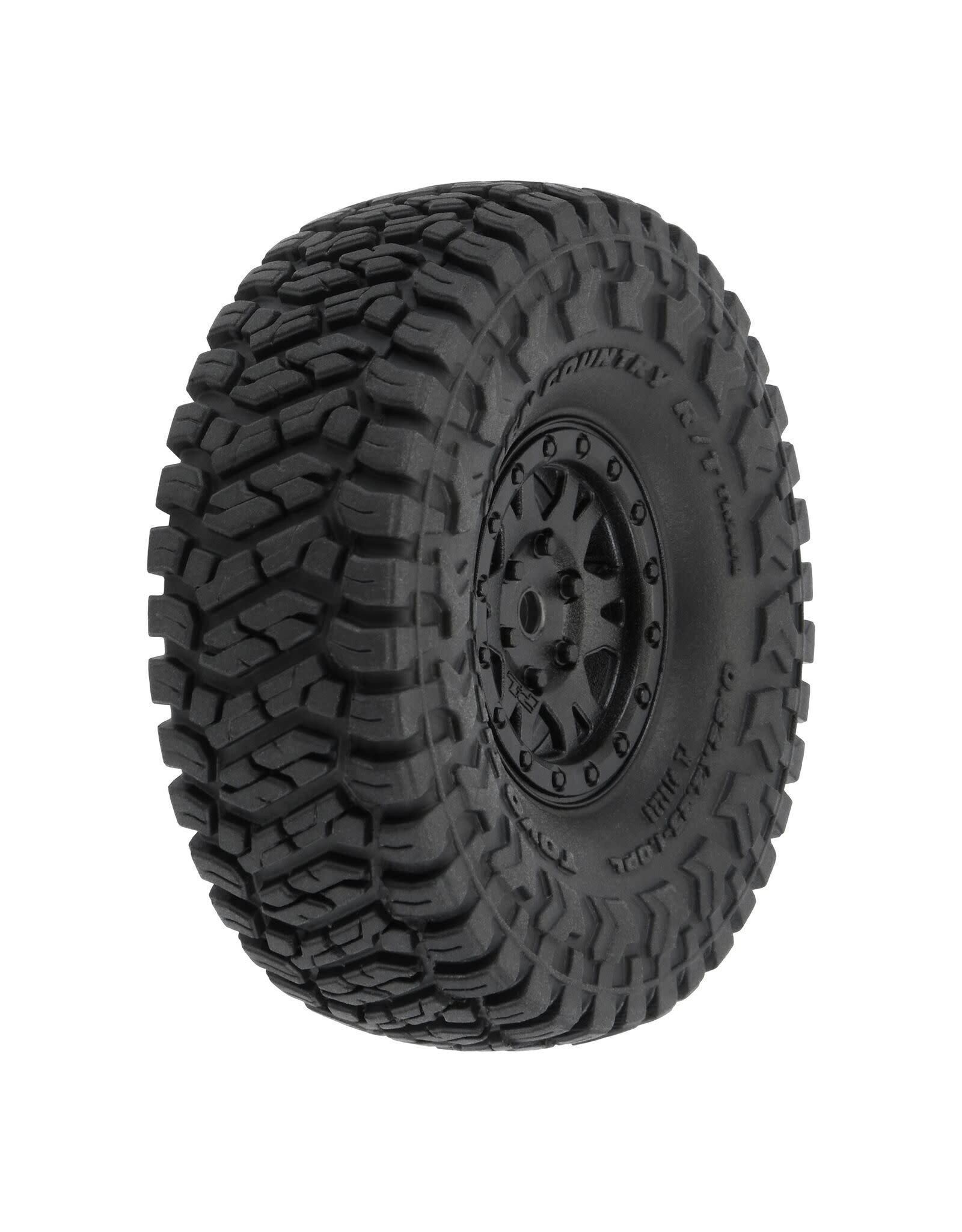 Pro-Line Toyo Open Country R/T Trail 1.0" Tires Mounted on Mini Impulse Black Internal Bead-Loc 7mm Hex Wheels (4) for SCX24 Front or Rear