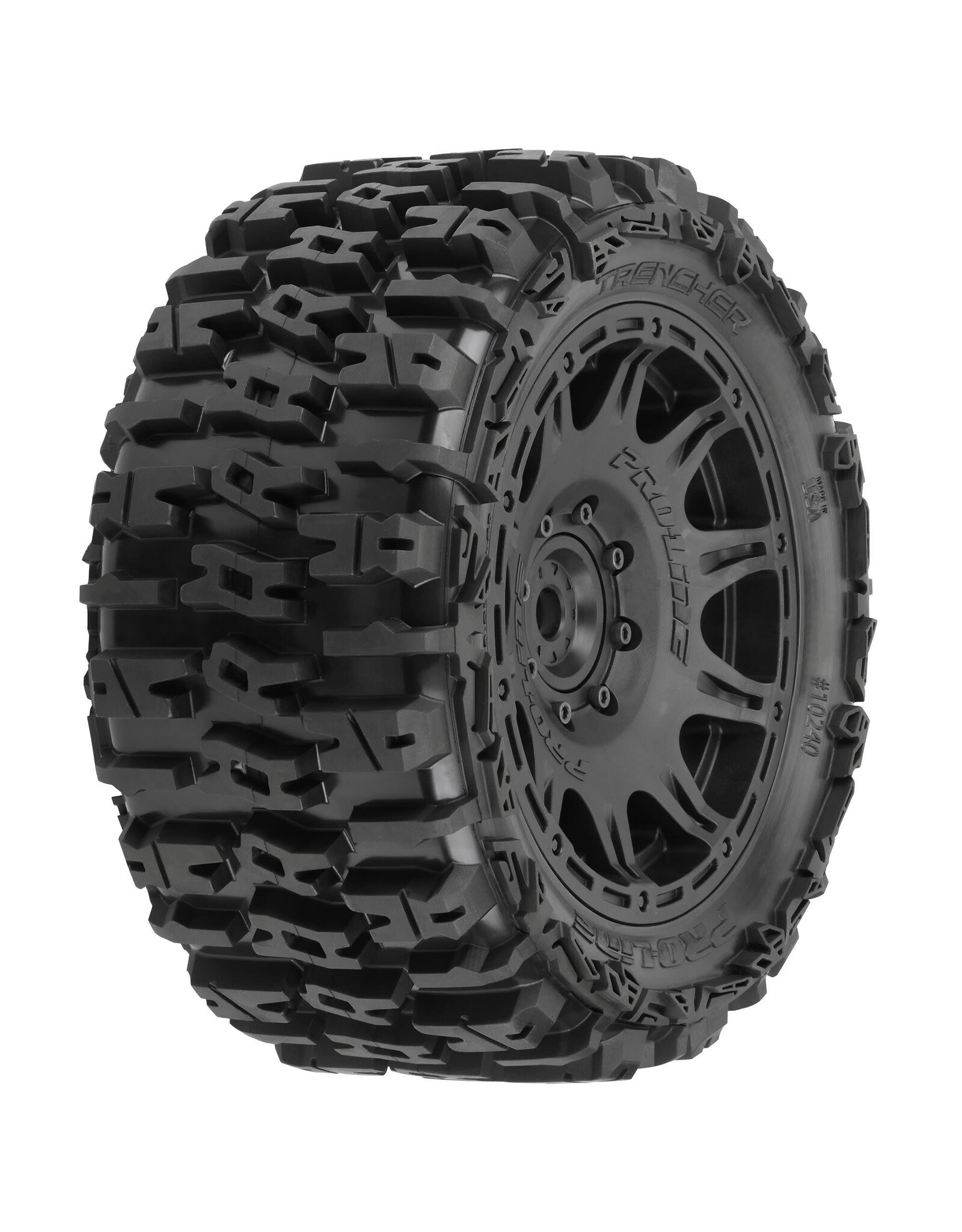 Pro-Line Trencher 5.7in Tires Mtd Raid Black 8x48 Removable 24mm Hex Wheel