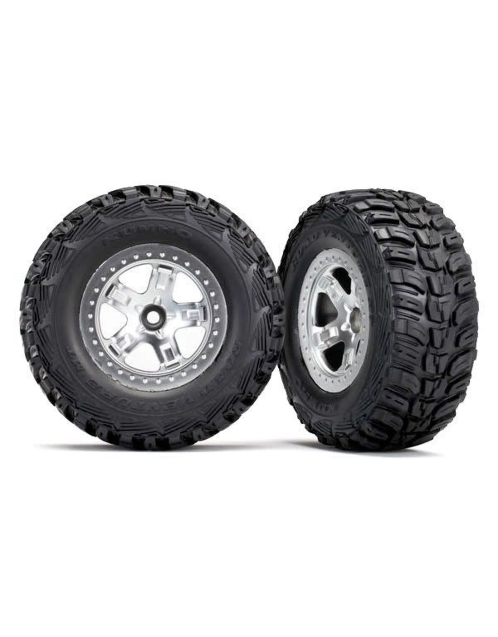 Traxxas Tires & wheels, assembled, glued (SCT satin chrome)