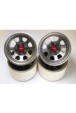 Hot Racing Steel 2.2" Beadlock 6-Lug Wagon Wheels 12mm Hexes (Silver)