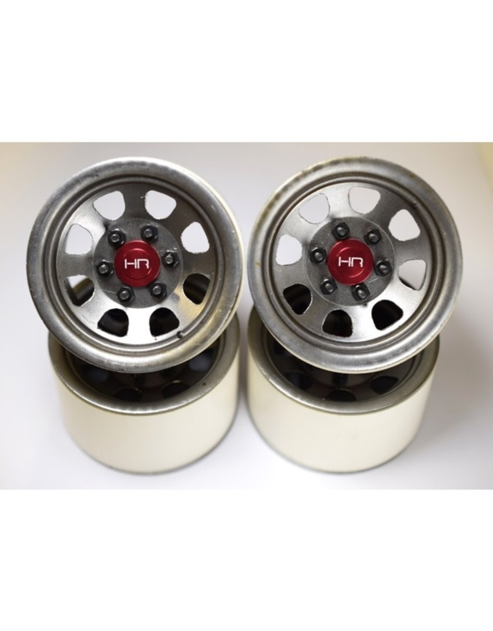 Hot Racing Steel 2.2" Beadlock 6-Lug Wagon Wheels 12mm Hexes (Silver)